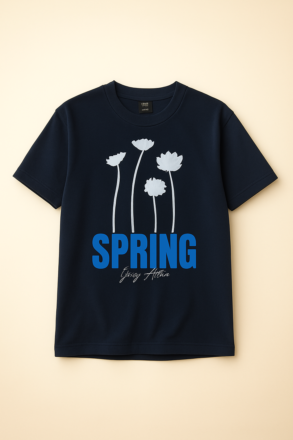 Spring Graphic Printed Oversized T-Shirt – Navy Blue