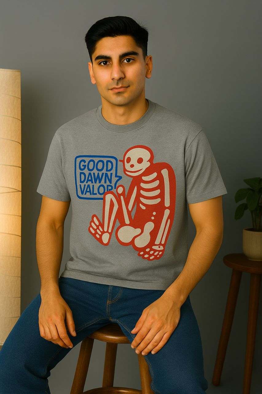 Men’s Oversized Skeleton Print Cotton T-Shirt