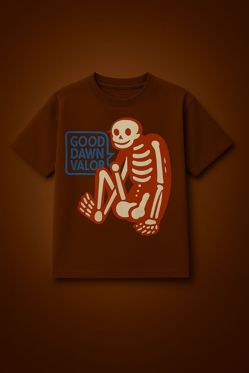Men’s Oversized Skeleton Print Cotton T-Shirt