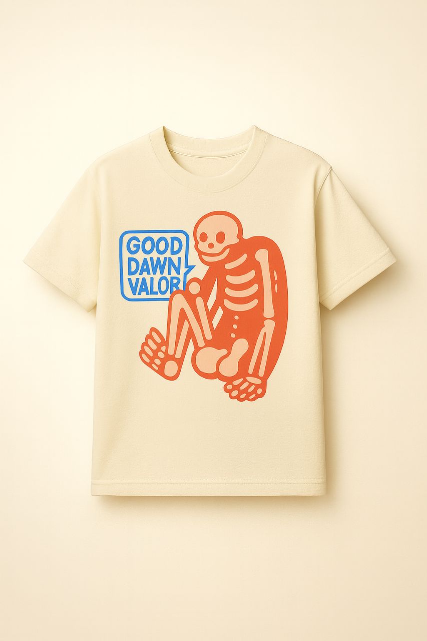 Men’s Oversized Skeleton Print Cotton T-Shirt