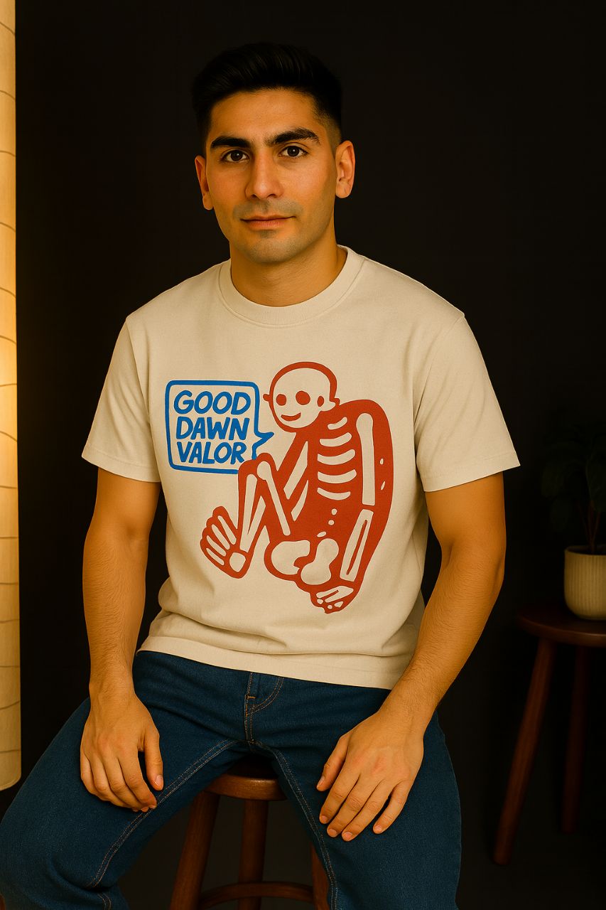 Men’s Oversized Skeleton Print Cotton T-Shirt