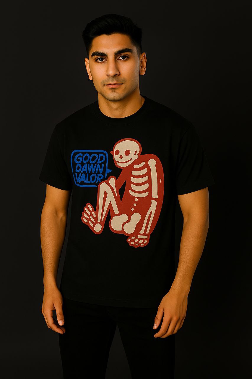Men’s Oversized Skeleton Print Cotton T-Shirt