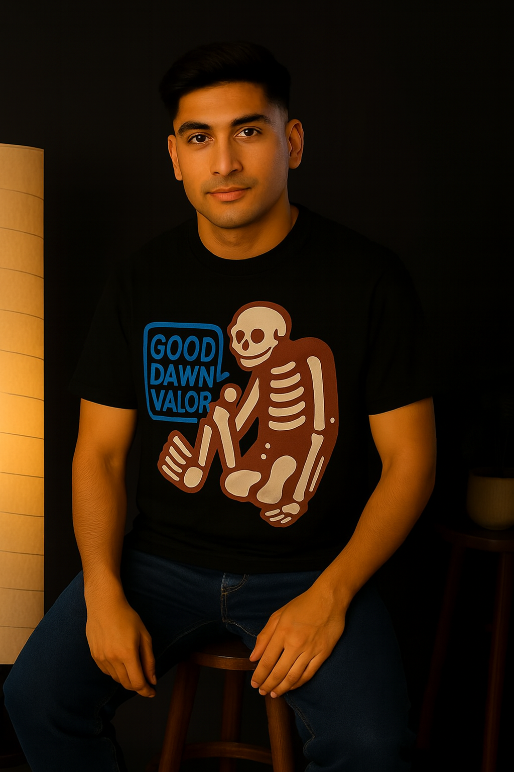 Men’s Oversized Skeleton Print Cotton T-Shirt