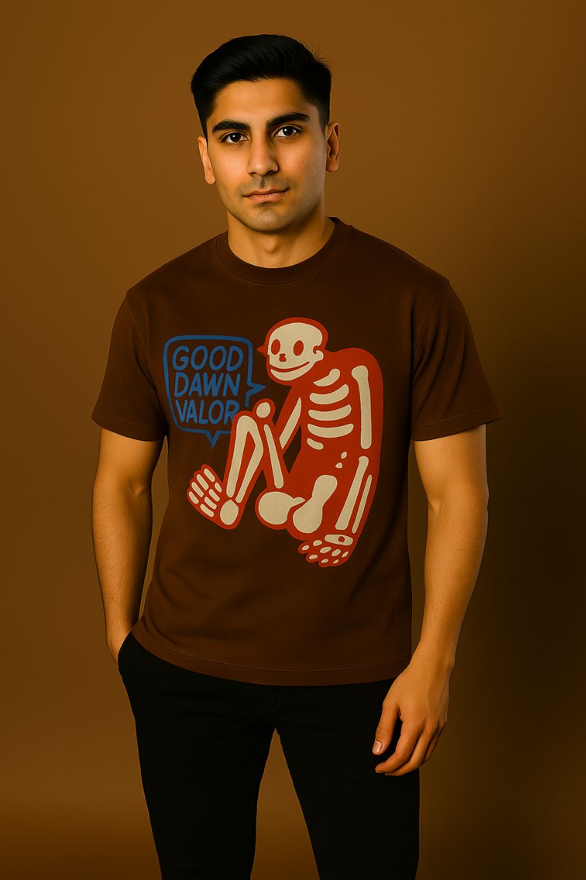 Men’s Oversized Skeleton Print Cotton T-Shirt